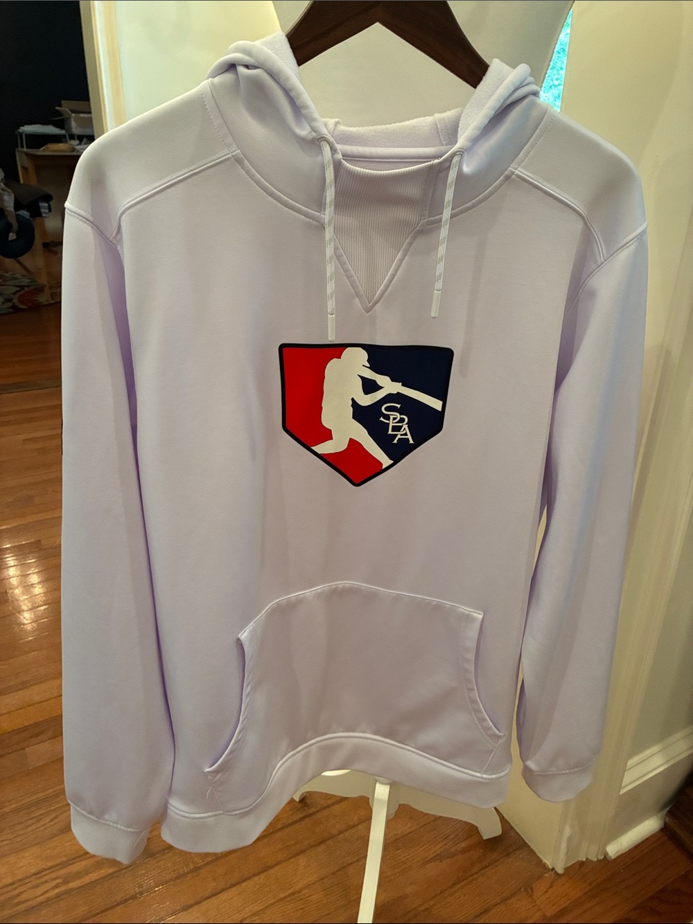 Evoshield Men's Large White Hoodie Sweatshirt with Baseball Logo